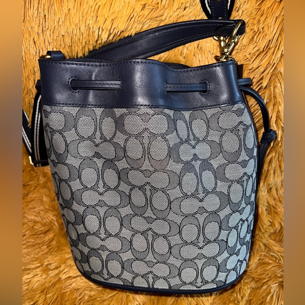 Navy blue Coach bucket bag